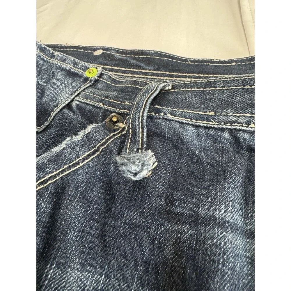 Artful Dodger Blue Jeans Embroidered Pockets Wide Leg Baggy Y2K Mens Size 42X33